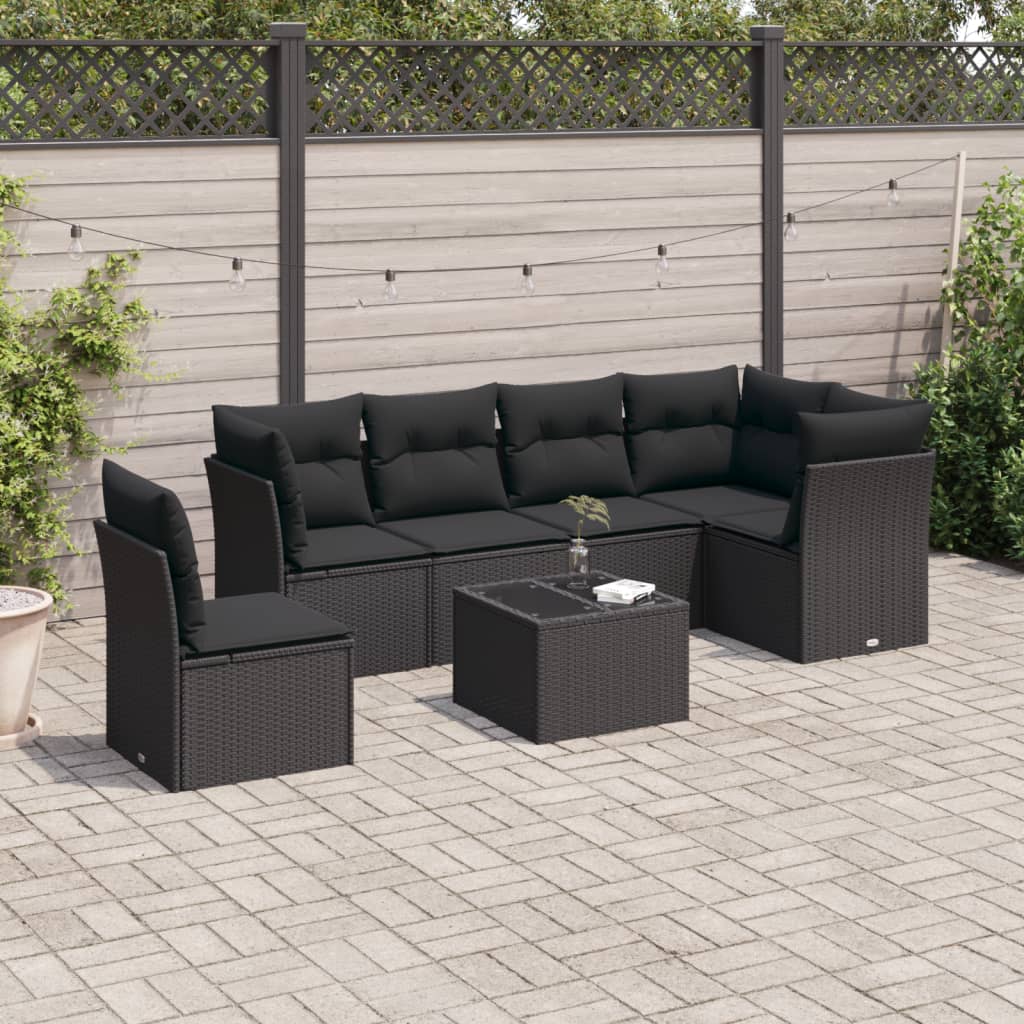 Set Canapele De Grădină Cu Perne, 6 Piese, Maro, Poliratan
