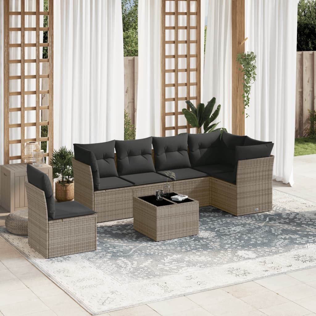Set Canapele De Grădină Cu Perne, 6 Piese, Maro, Poliratan