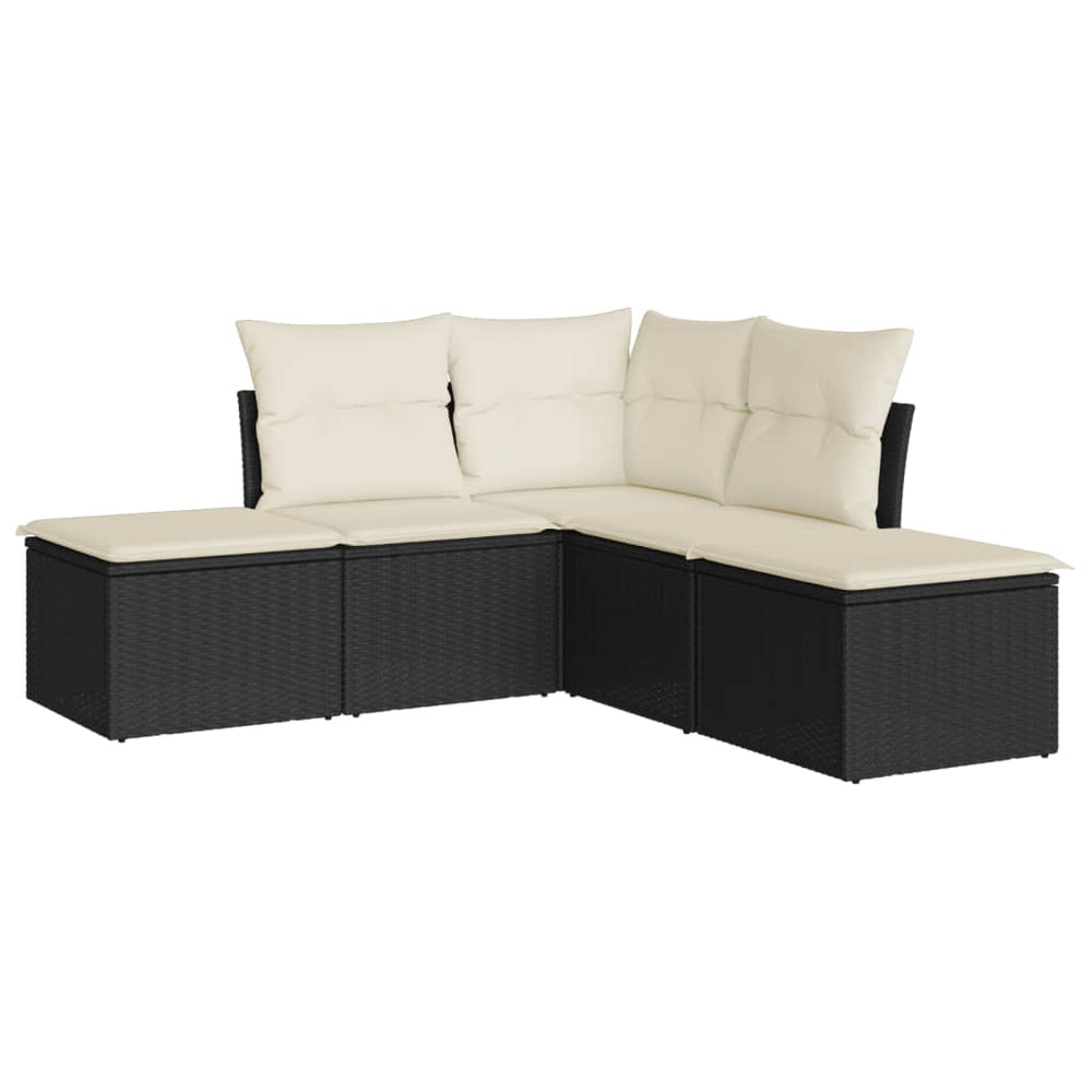 Set Mobilier De Grădină Cu Perne, 5 Piese, Negru, Poliratan