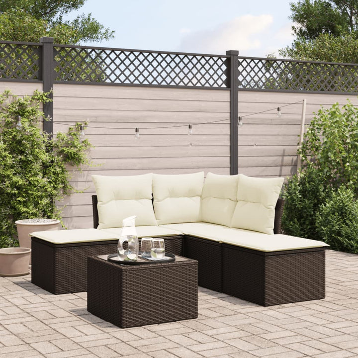 Set Mobilier De Grădină Cu Perne, 5 Piese, Negru, Poliratan