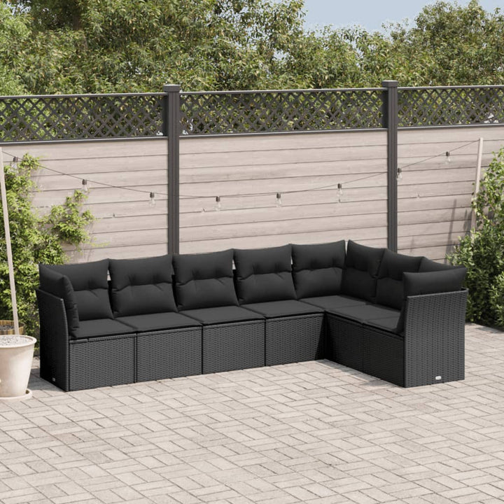 Set Canapele De Grădină Cu Perne, 7 Piese, , Poliratan