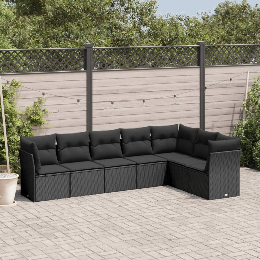 Set Canapele De Grădină Cu Perne, 7 Piese, , Poliratan