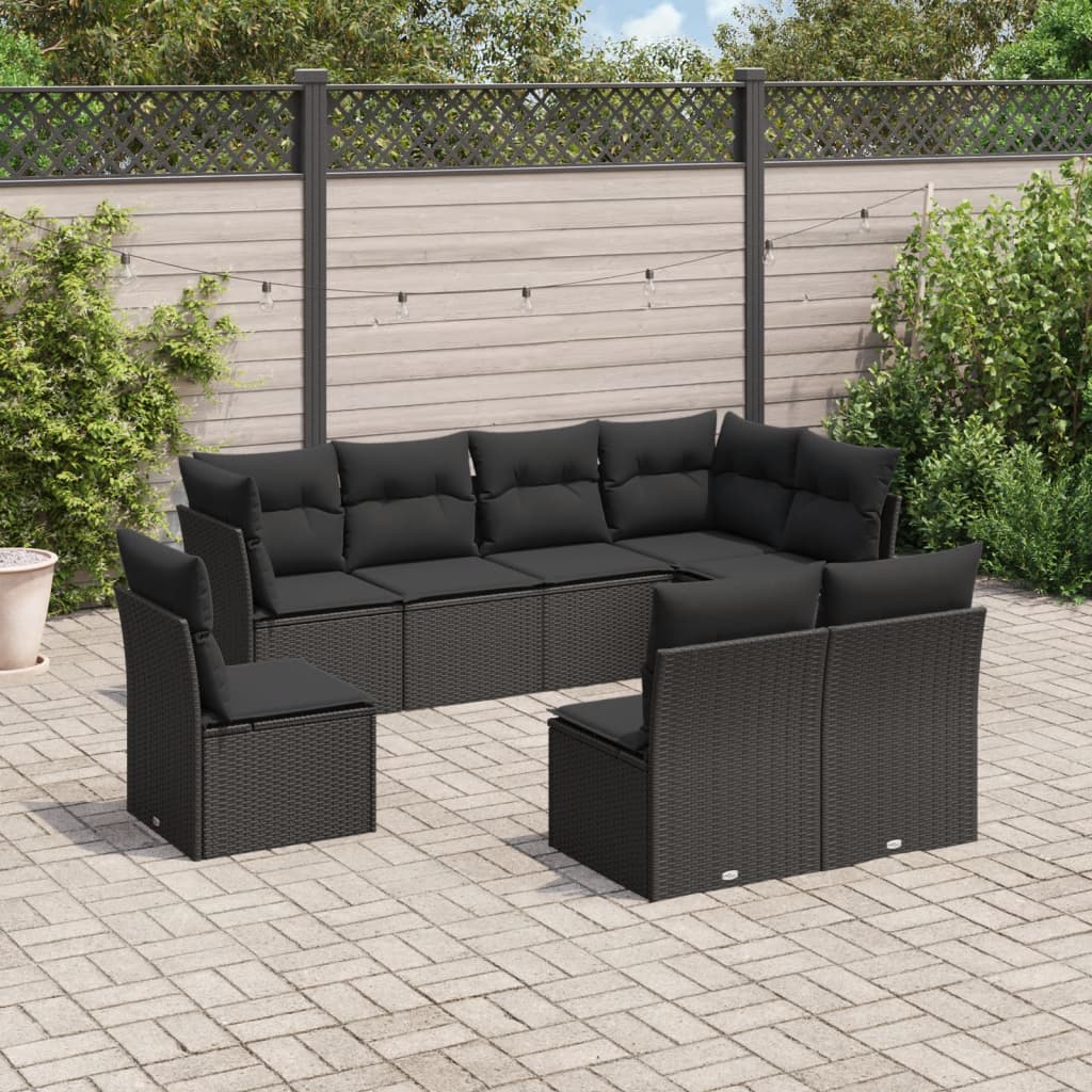 Set Mobilier De Grădină Cu Perne, 9 Piese, , Poliratan