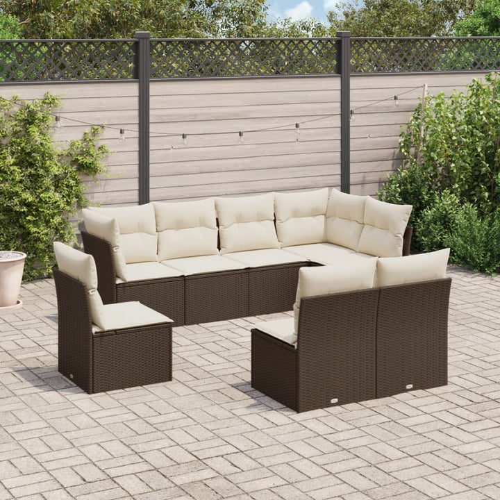 Set Mobilier De Grădină Cu Perne, 9 Piese, , Poliratan