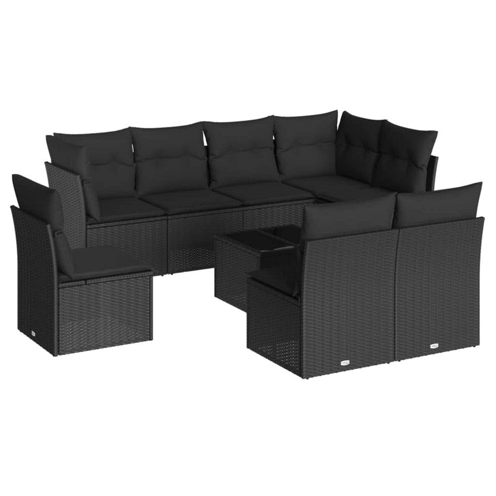 Set Mobilier De Grădină Cu Perne, 9 Piese, , Poliratan
