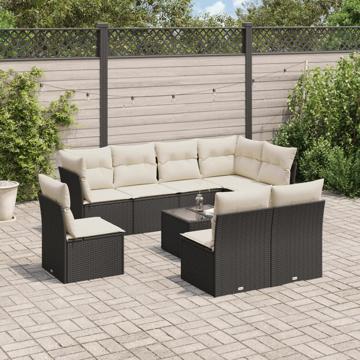 Set Mobilier De Grădină Cu Perne, 9 Piese, , Poliratan
