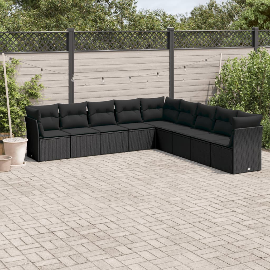 Set Canapele De Grădină, 9 Piese, Cu Perne, , Poliratan