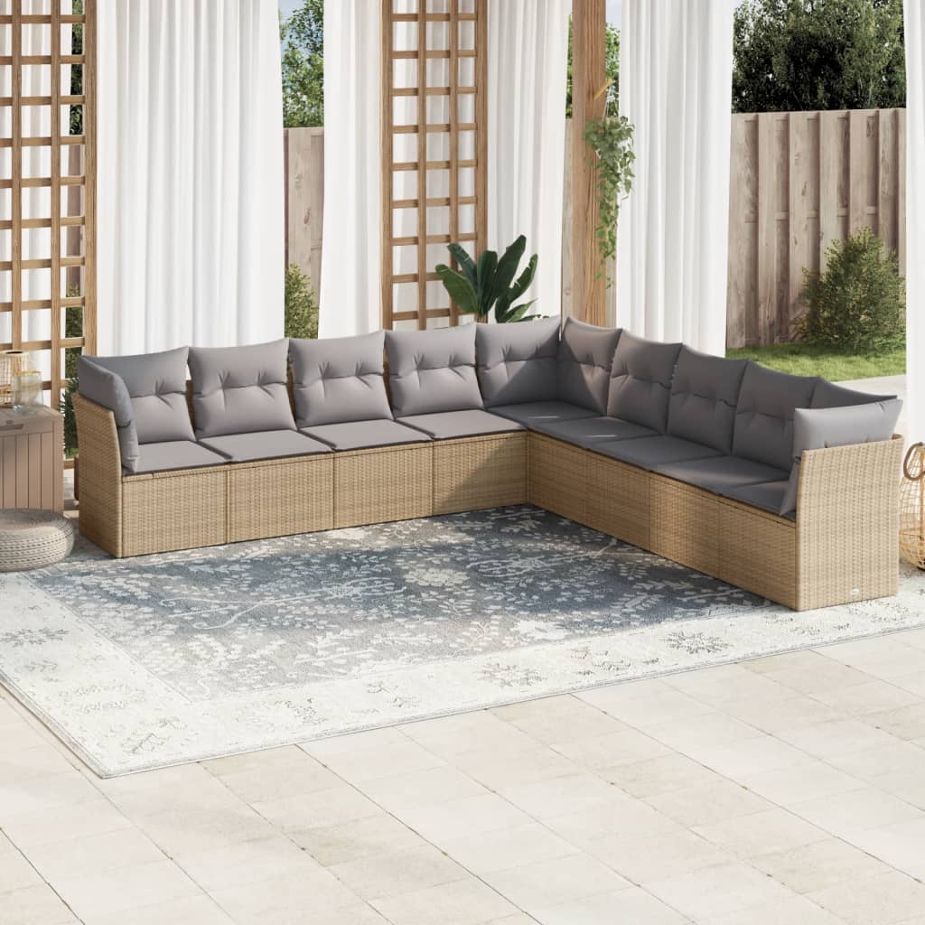 Set Canapele De Grădină, 9 Piese, Cu Perne, , Poliratan