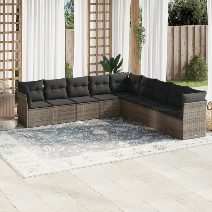 Set Canapele De Grădină, 9 Piese, Cu Perne, , Poliratan