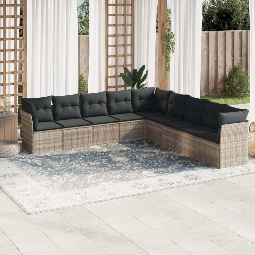 Set Canapele De Grădină, 9 Piese, Cu Perne, , Poliratan