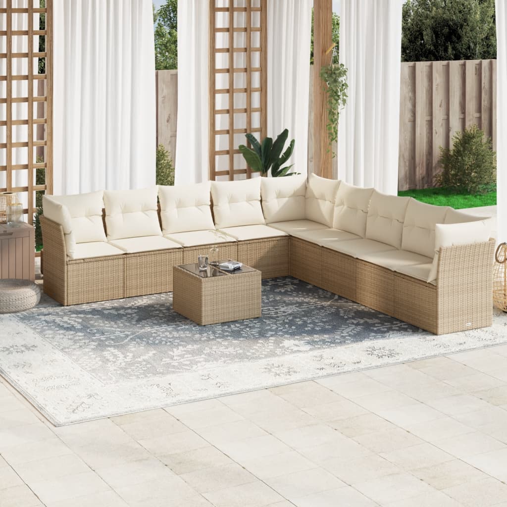 Set Canapele De Grădină, 9 Piese, Cu Perne, , Poliratan