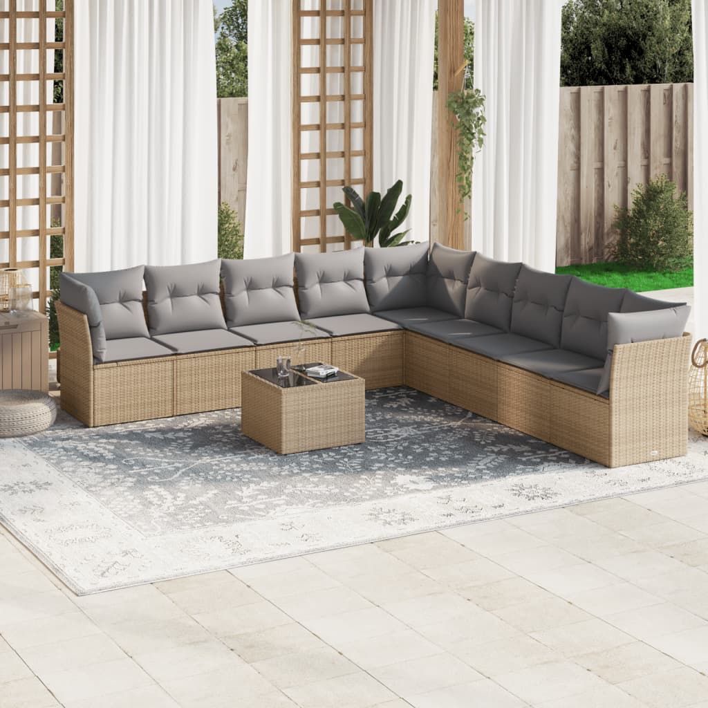 Set Canapele De Grădină, 9 Piese, Cu Perne, , Poliratan