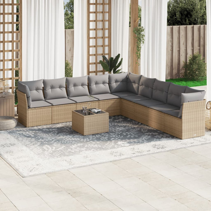Set Canapele De Grădină, 9 Piese, Cu Perne, , Poliratan