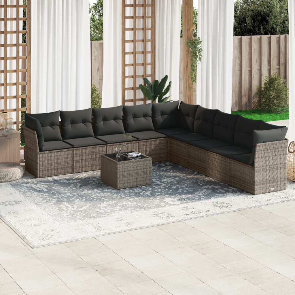 Set Canapele De Grădină, 9 Piese, Cu Perne, , Poliratan