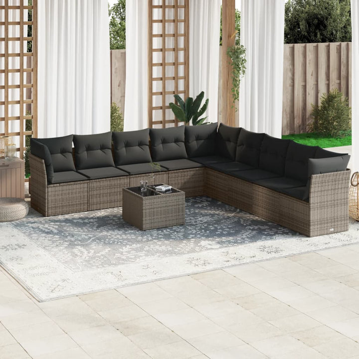 Set Canapele De Grădină, 9 Piese, Cu Perne, , Poliratan