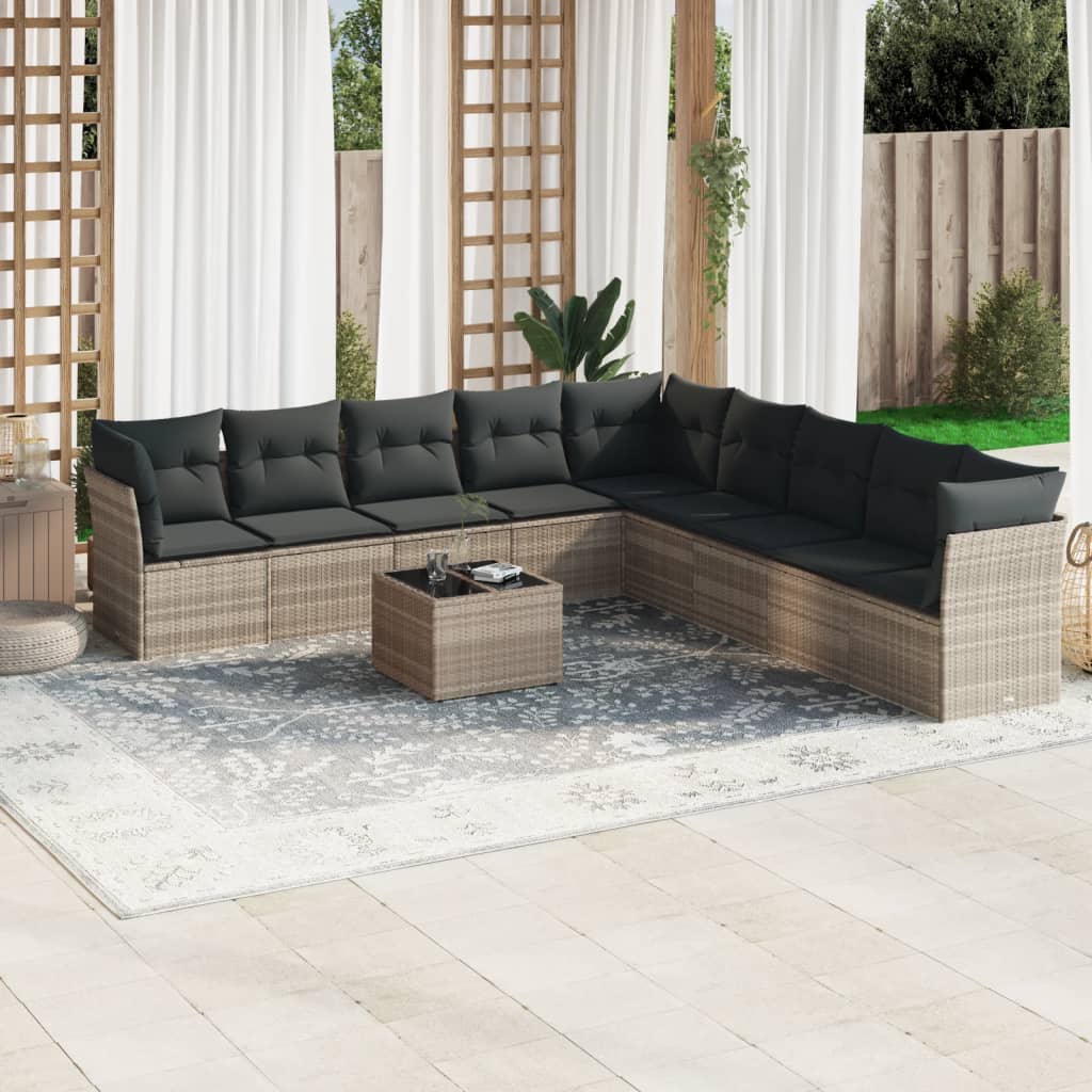 Set Canapele De Grădină, 9 Piese, Cu Perne, , Poliratan