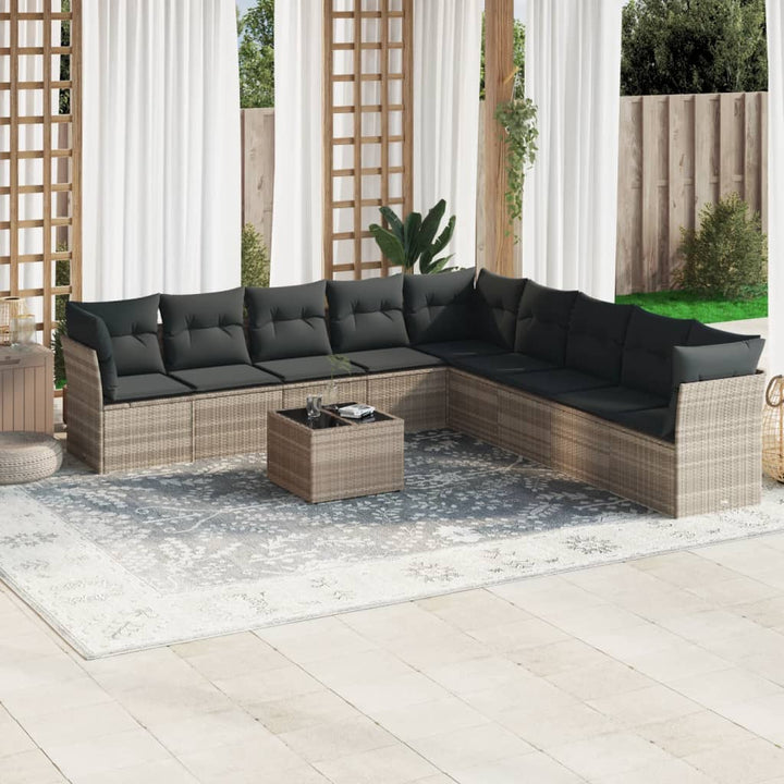Set Canapele De Grădină, 9 Piese, Cu Perne, , Poliratan
