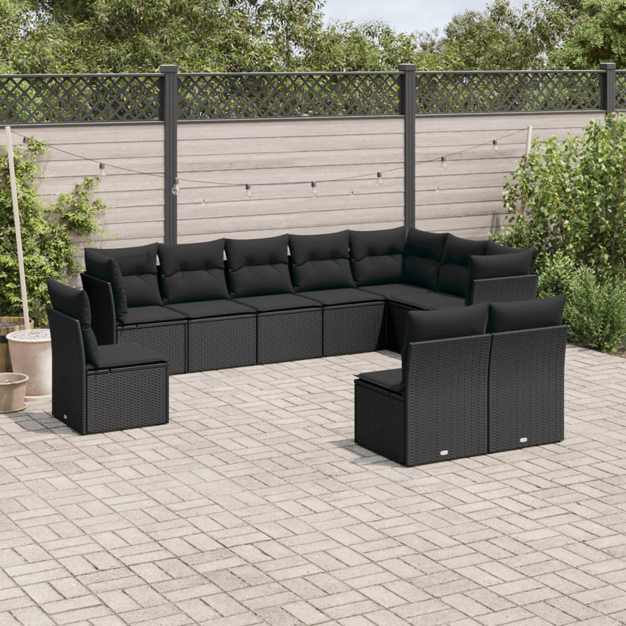 Set Canapele De Grădină Cu Perne, 10 Piese, , Poliratan