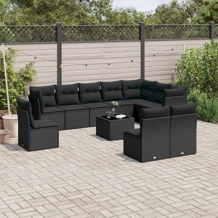 Set Canapele De Grădină Cu Perne, 10 Piese, , Poliratan
