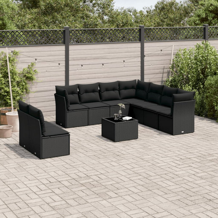 Set Canapele De Grădină, 9 Piese, Cu Perne, Bej, Poliratan