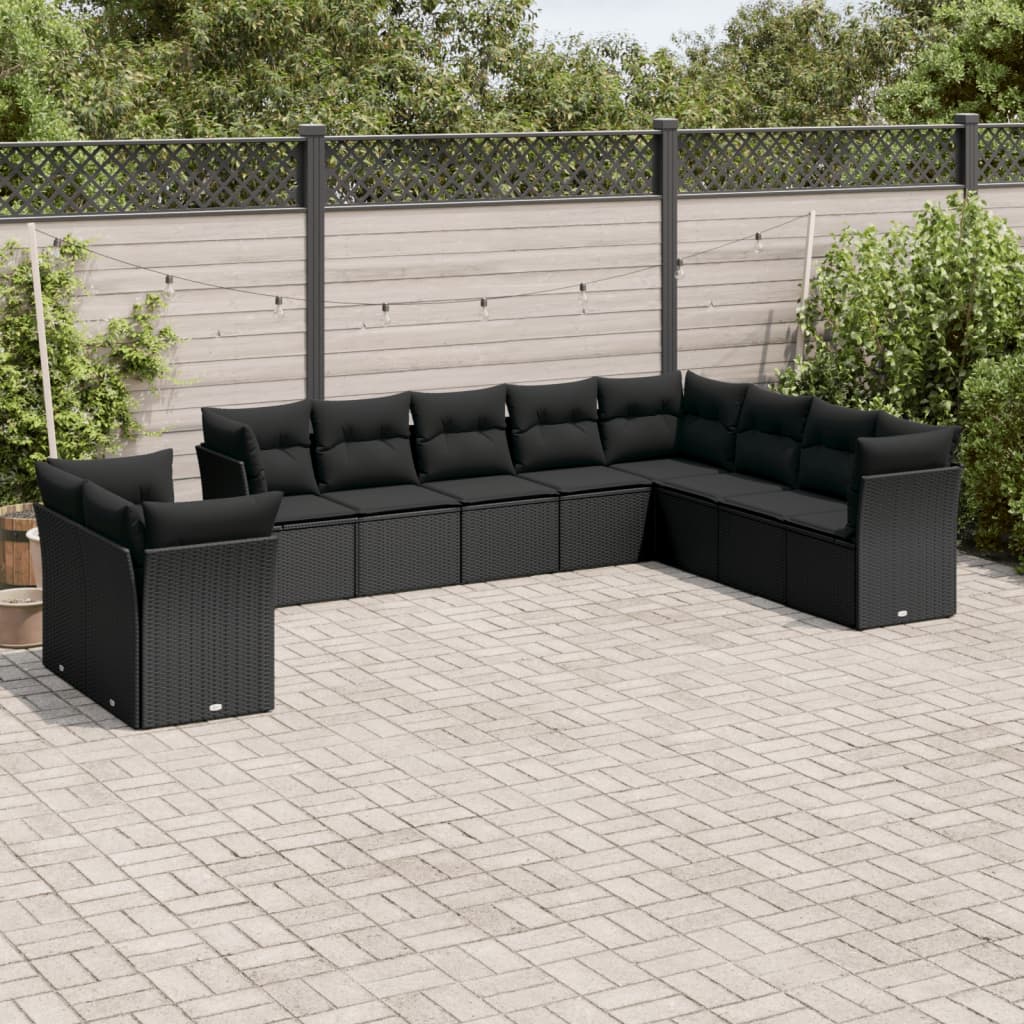 Set Canapele De Grădină Cu Perne, 10 Piese, Bej, Poliratan