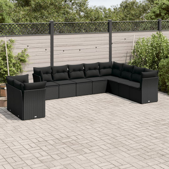 Set Canapele De Grădină Cu Perne, 10 Piese, Bej, Poliratan