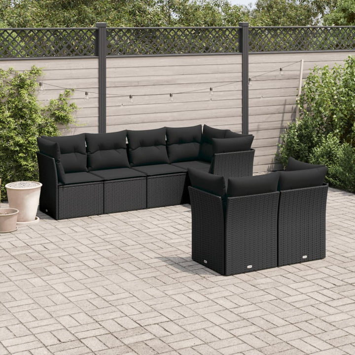 Set Canapele De Grădină, 7 Piese, Cu Perne, Bej, Poliratan