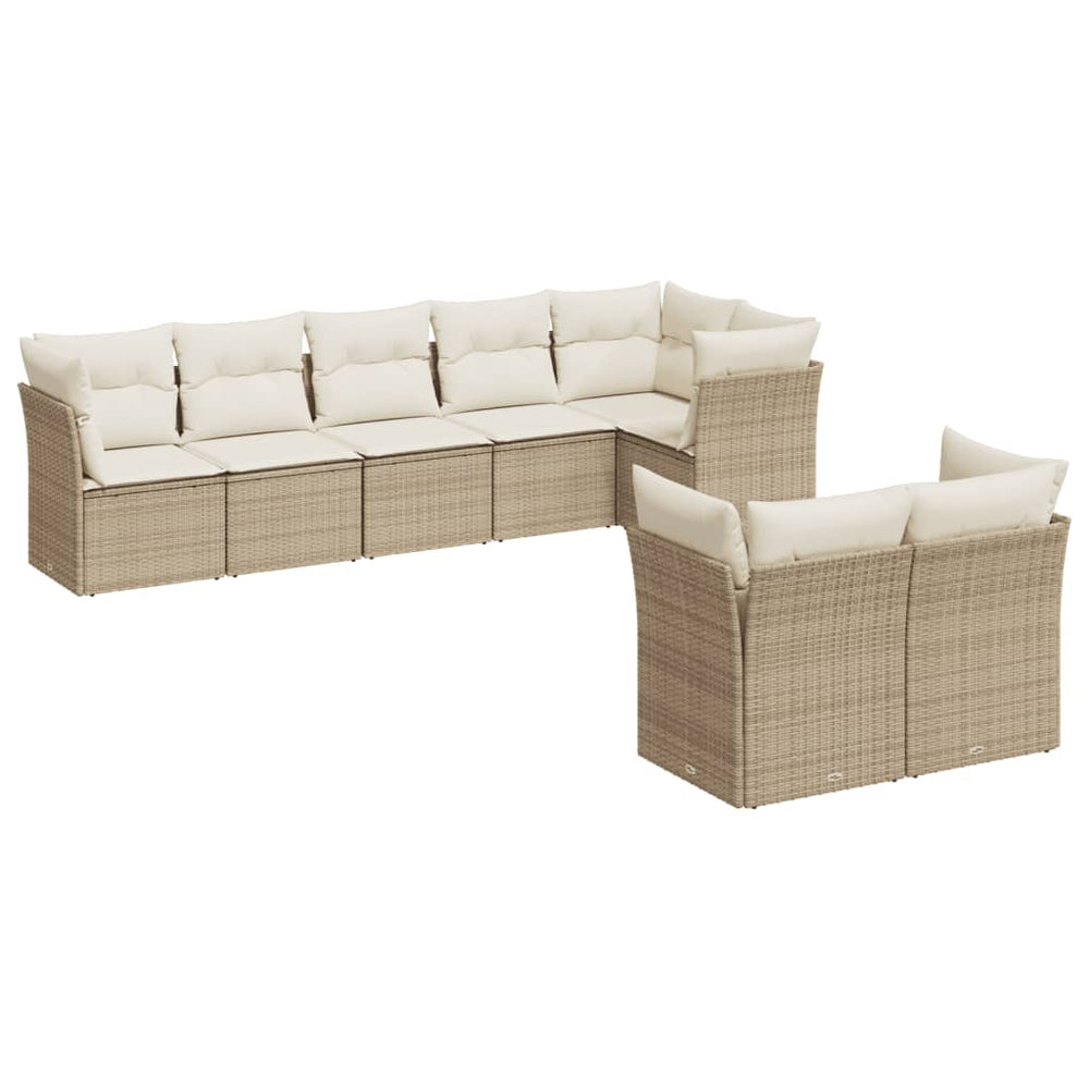 Set Canapele De Grădină, 8 Piese, Cu Perne, Bej, Poliratan