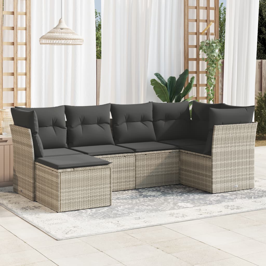 Set Canapele De Grădină Cu Perne, 6 Piese, Bej, Poliratan