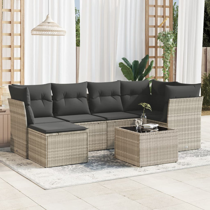 Set Canapele De Grădină Cu Perne, 6 Piese, Bej, Poliratan