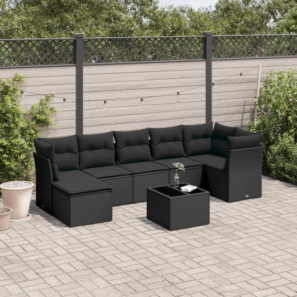 Set Canapele De Grădină, 7 Piese, Cu Perne, Bej, Poliratan