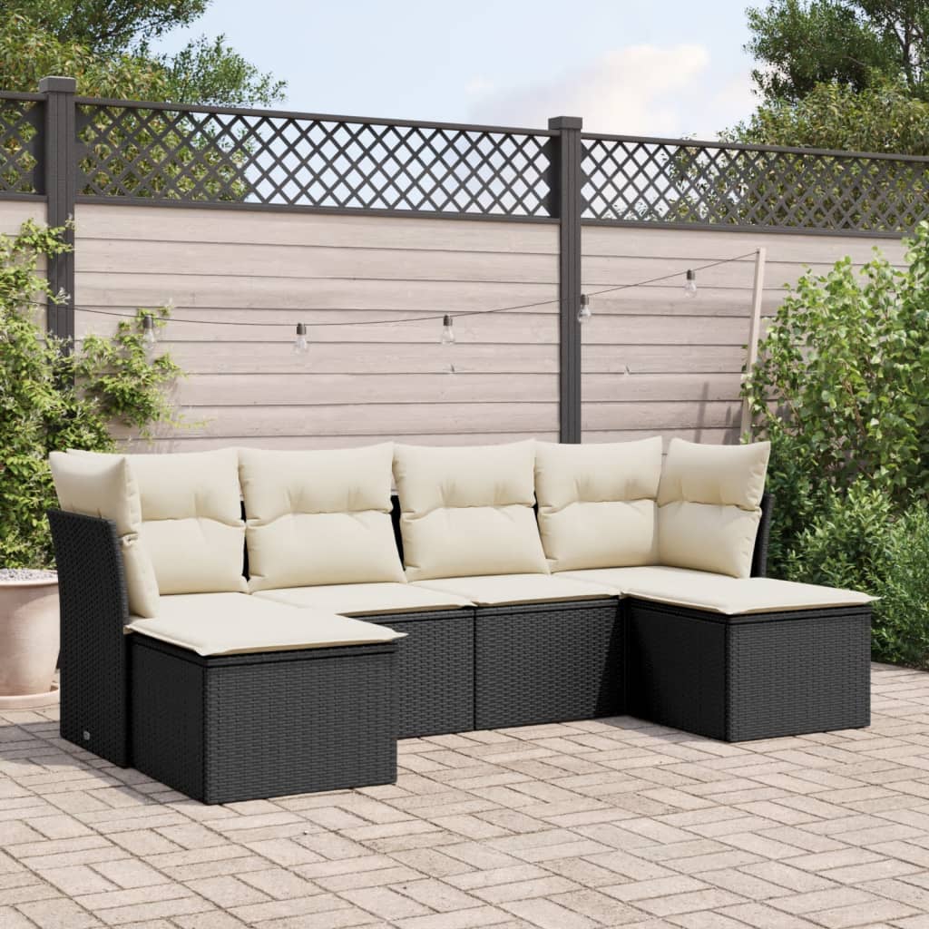 Set Mobilier Grădină Cu Perne, 6 Piese, , Poliratan