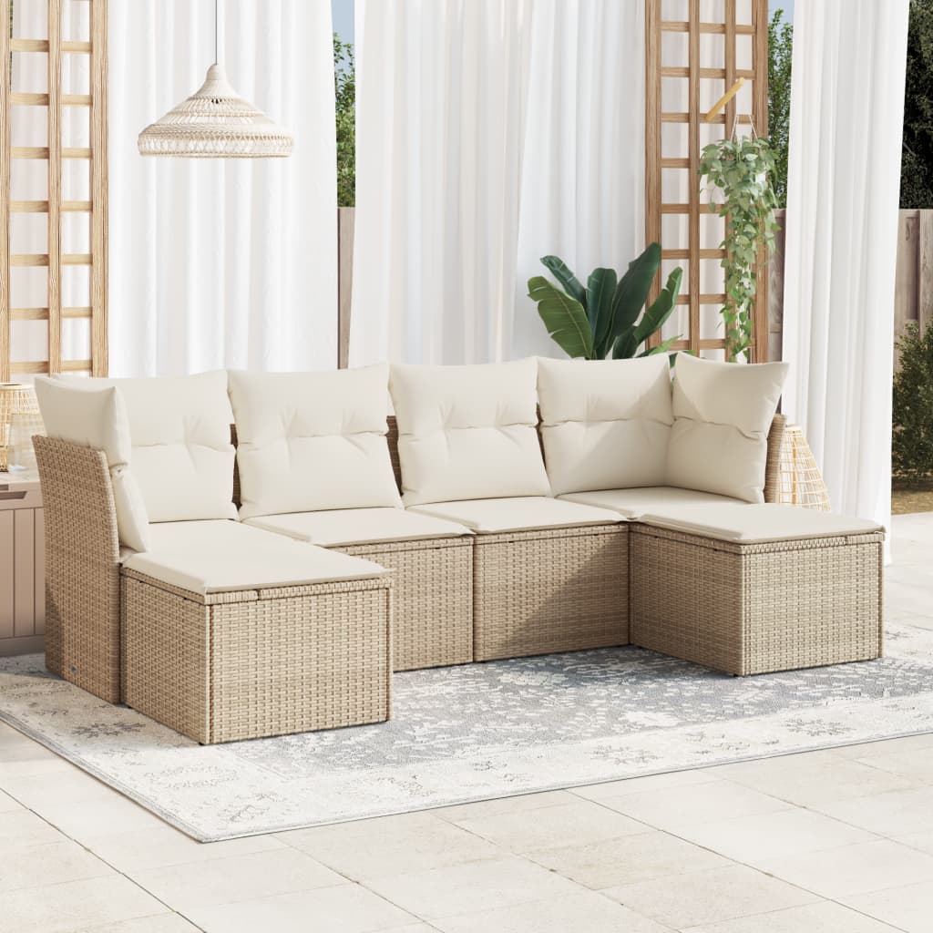 Set Mobilier Grădină Cu Perne, 6 Piese, , Poliratan