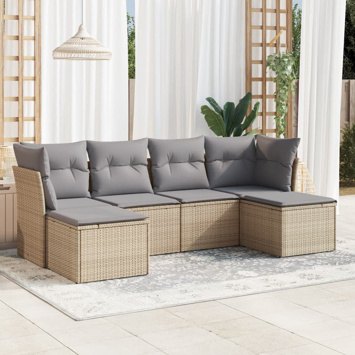 Set Mobilier Grădină Cu Perne, 6 Piese, , Poliratan