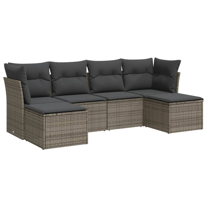 Set Mobilier Grădină Cu Perne, 6 Piese, , Poliratan