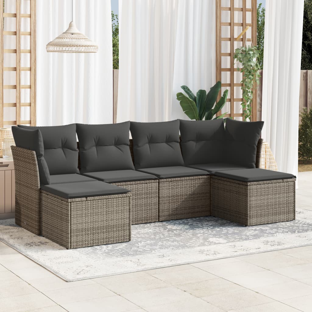 Set Mobilier Grădină Cu Perne, 6 Piese, , Poliratan