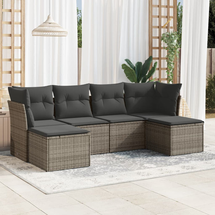 Set Mobilier Grădină Cu Perne, 6 Piese, , Poliratan