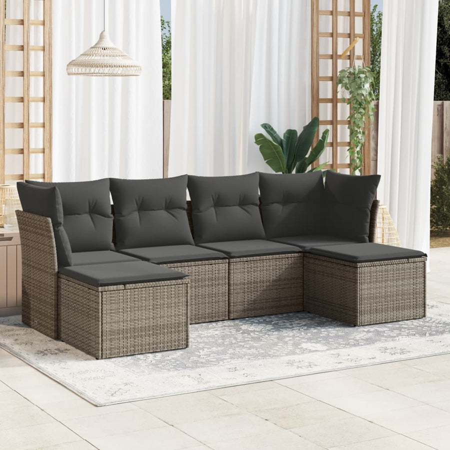 Set Mobilier Grădină Cu Perne, 6 Piese, , Poliratan