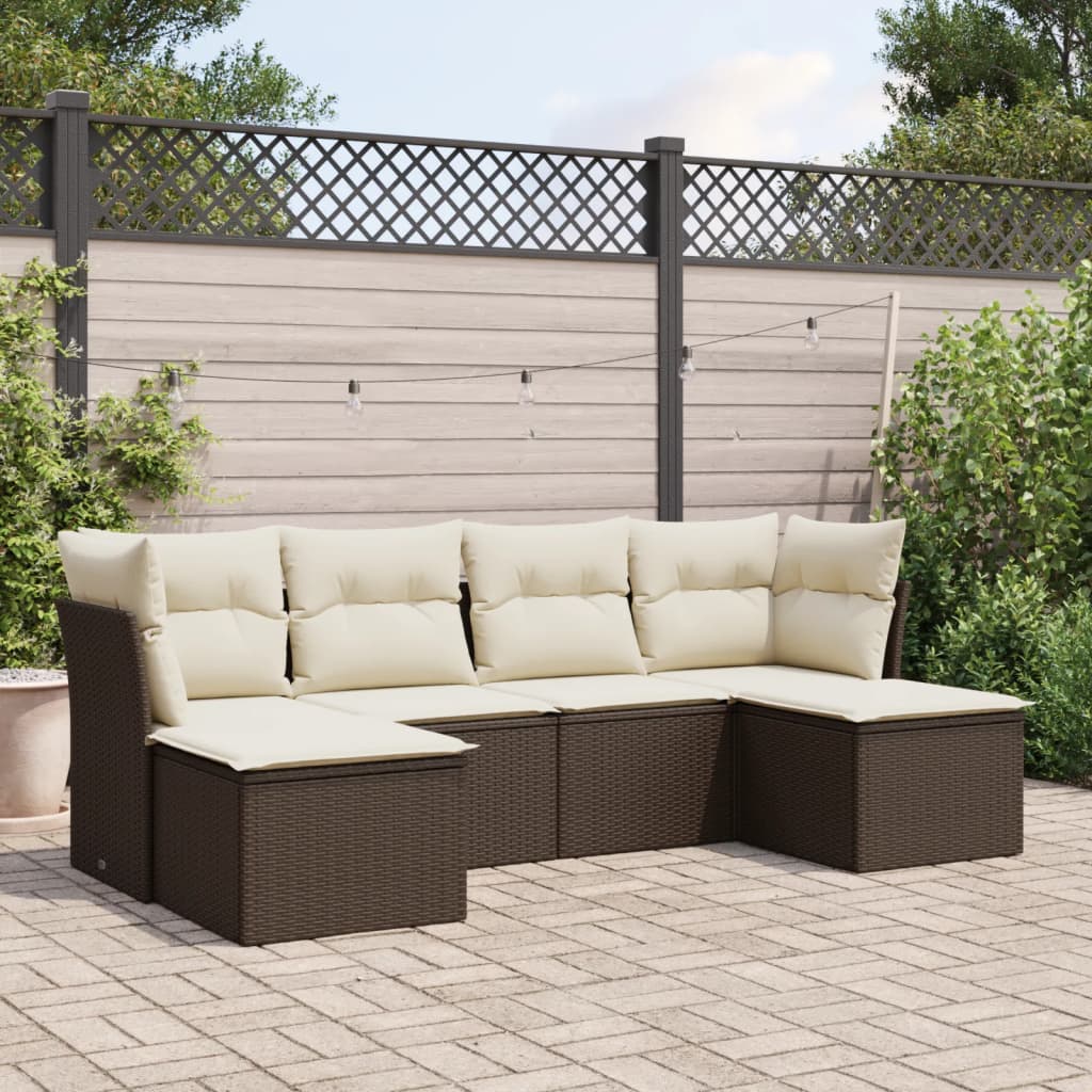 Set Mobilier Grădină Cu Perne, 6 Piese, , Poliratan