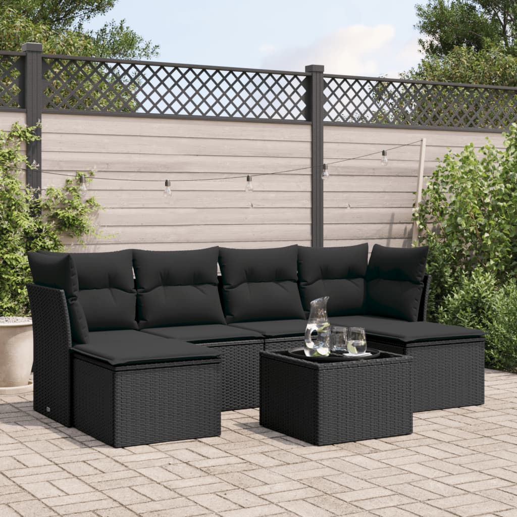 Set Mobilier Grădină Cu Perne, 6 Piese, , Poliratan
