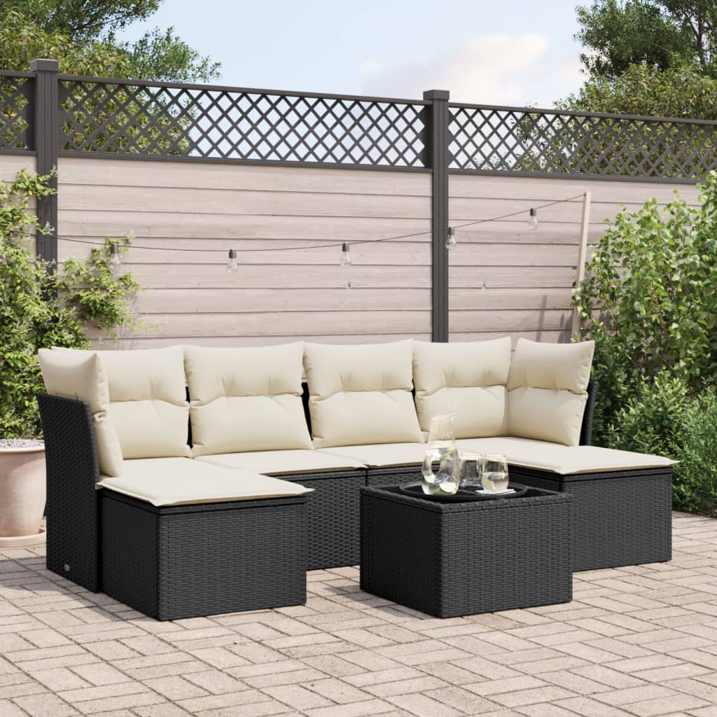 Set Mobilier Grădină Cu Perne, 6 Piese, , Poliratan