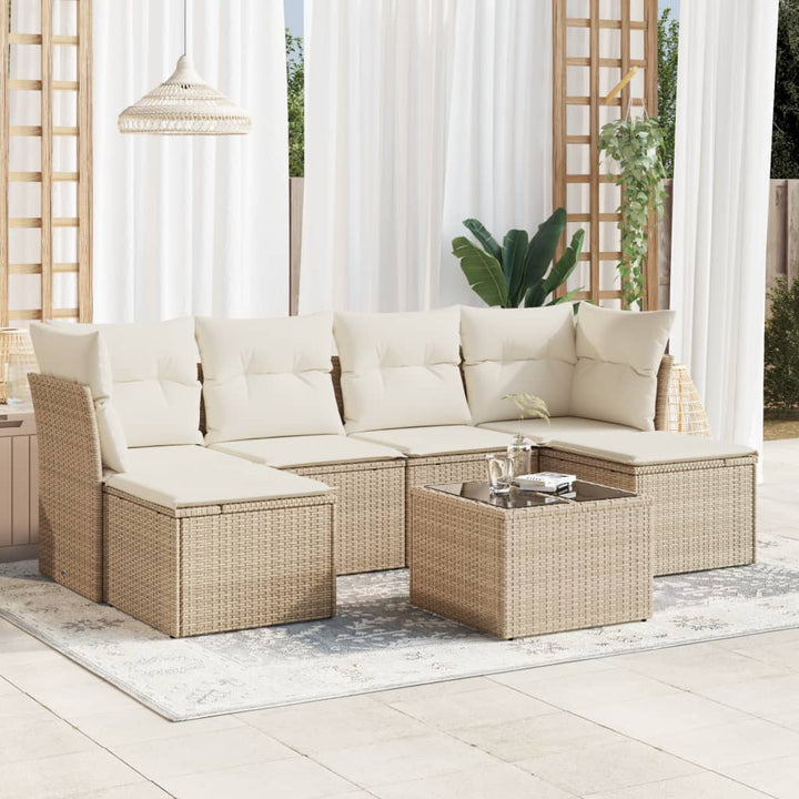 Set Mobilier Grădină Cu Perne, 6 Piese, , Poliratan