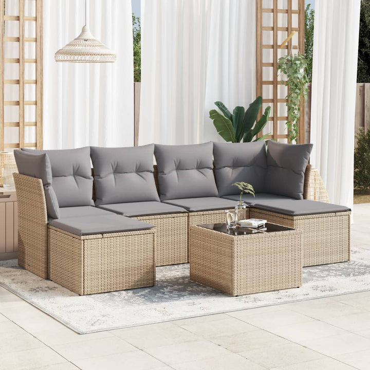 Set Mobilier Grădină Cu Perne, 6 Piese, , Poliratan