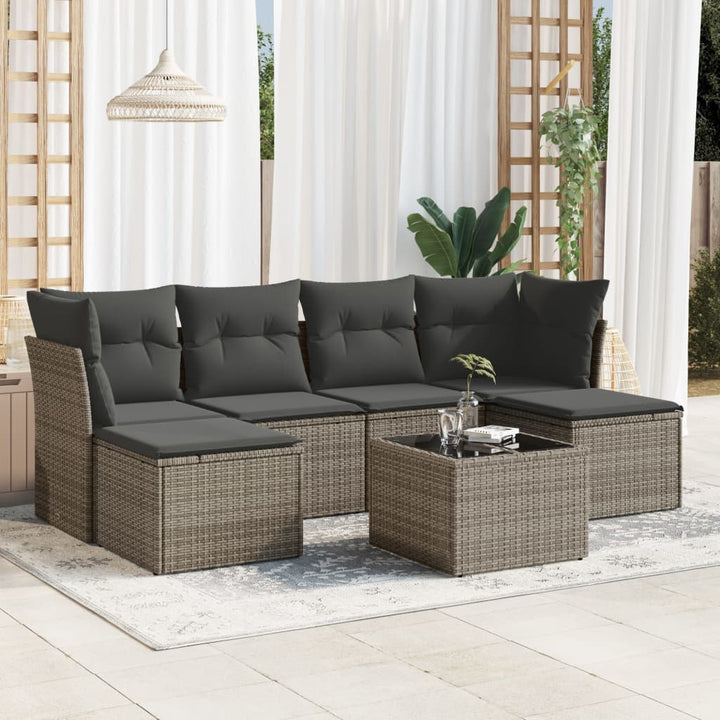 Set Mobilier Grădină Cu Perne, 6 Piese, , Poliratan