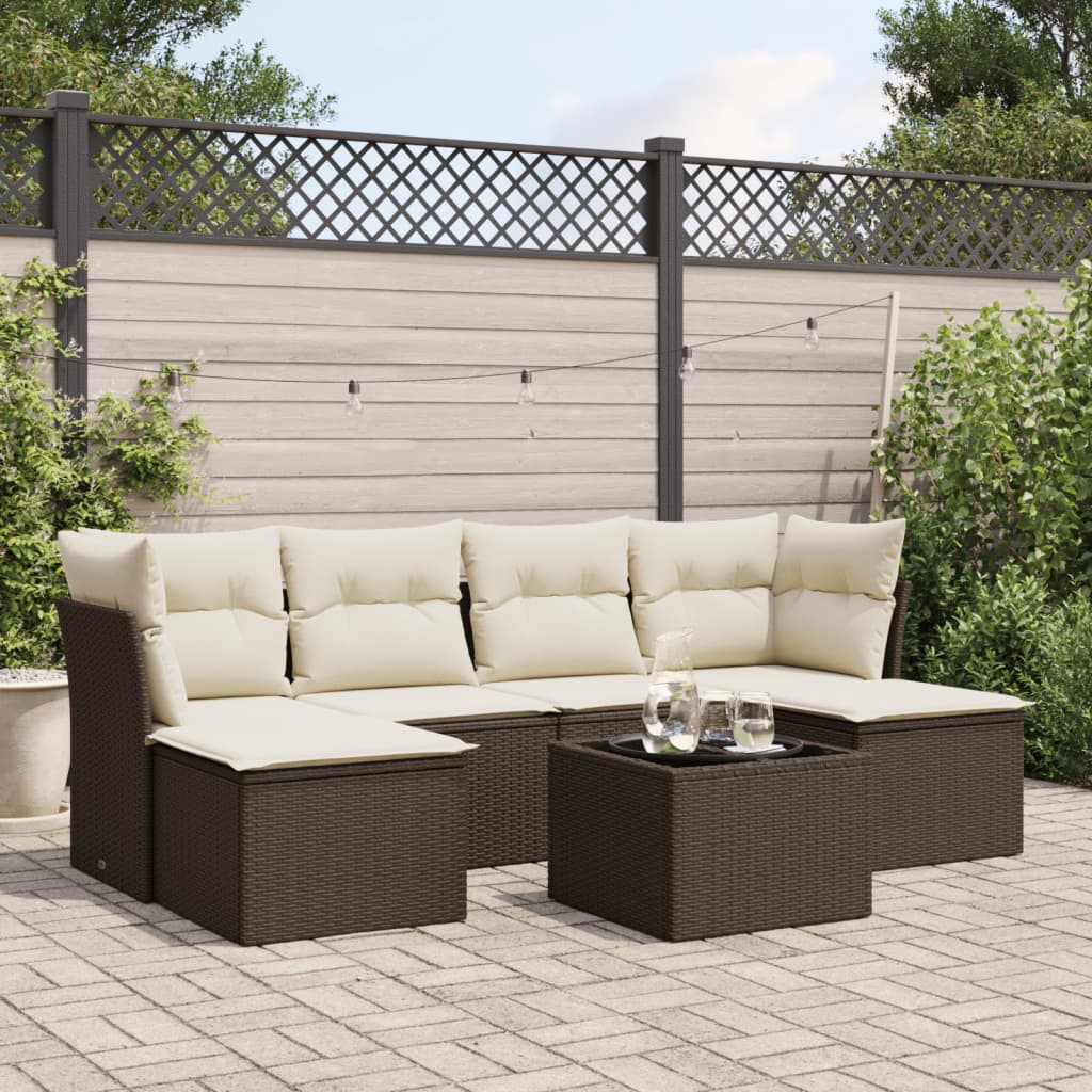 Set Mobilier Grădină Cu Perne, 6 Piese, , Poliratan
