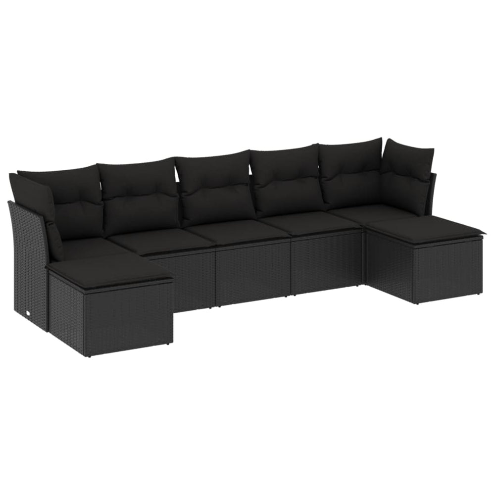 Set Canapele De Grădină Cu Perne, 7 Piese, , Poliratan