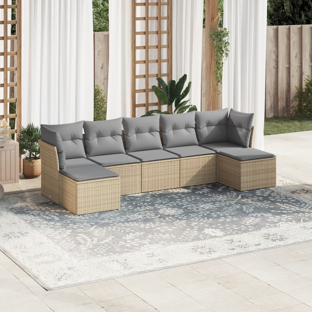 Set Canapele De Grădină Cu Perne, 7 Piese, , Poliratan