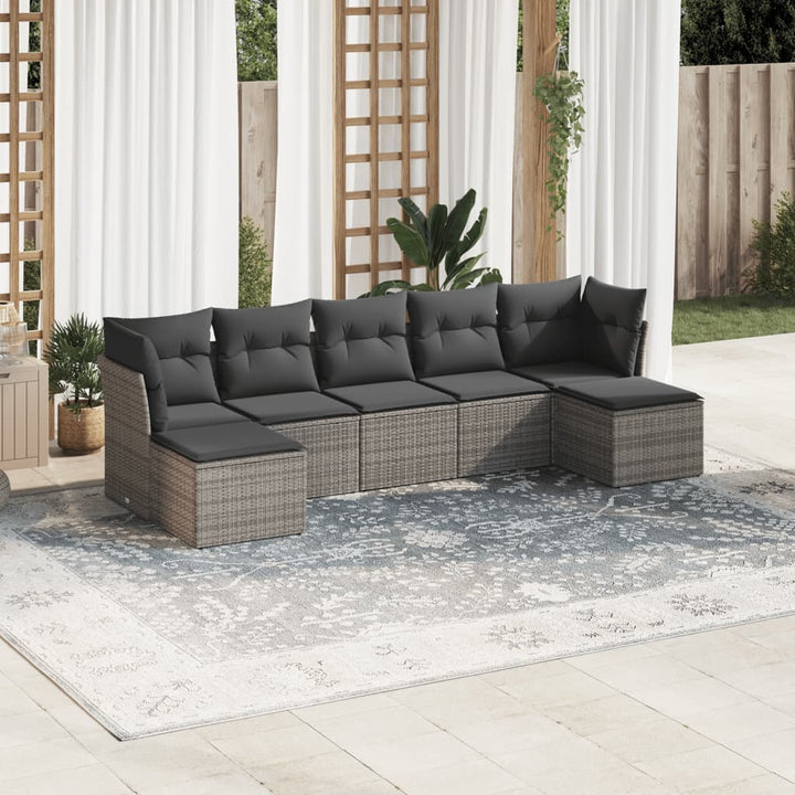 Set Canapele De Grădină Cu Perne, 7 Piese, , Poliratan