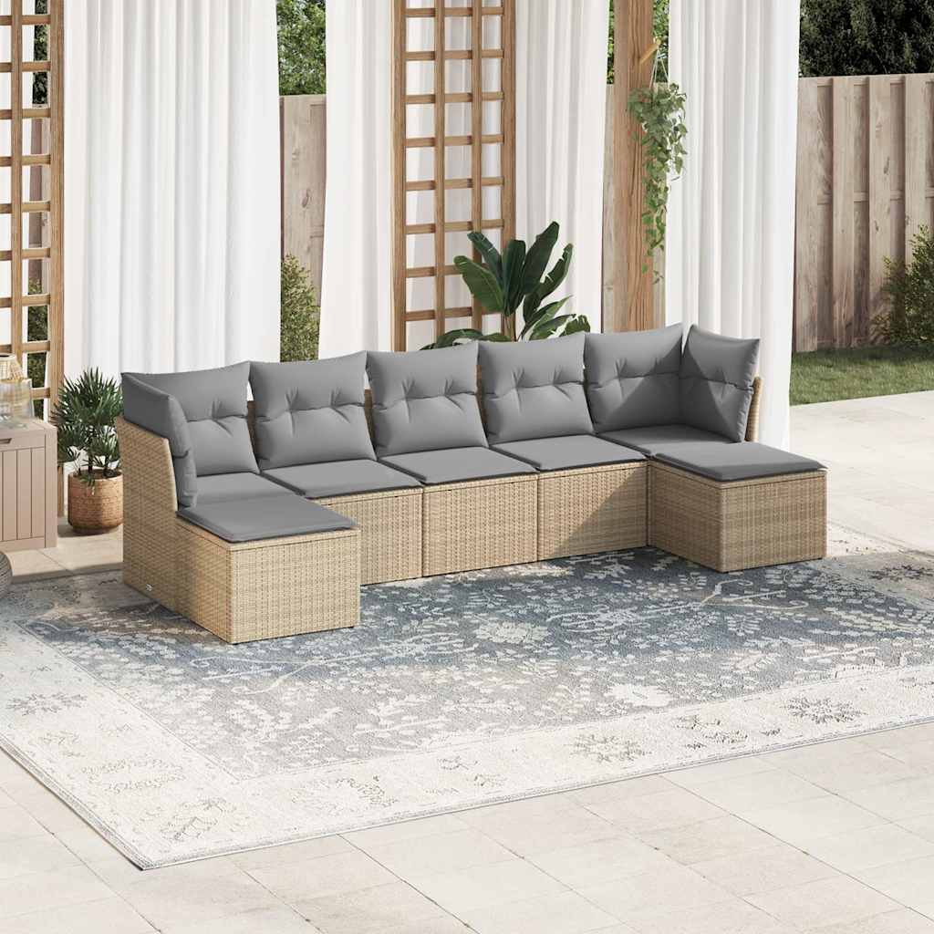 Set Canapele De Grădină Cu Perne, 7 Piese, , Poliratan