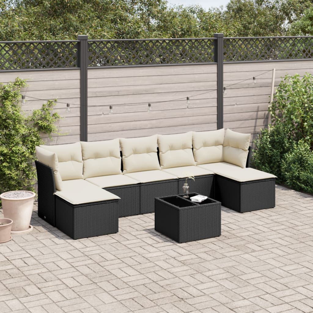 Set Canapele De Grădină Cu Perne, 7 Piese, , Poliratan